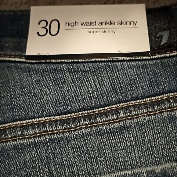 7 for all Mankind High Waist Ankle Skinny Denim Jeans Size 30 Women's New - Picture 8 of 8